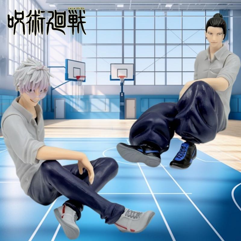 Satoru Gojo Statue Jujutsu Kaisen Figure Geto Suguru Sitting Posture Action Figures Prison Realm Anime Models Pvc Ornament Toys