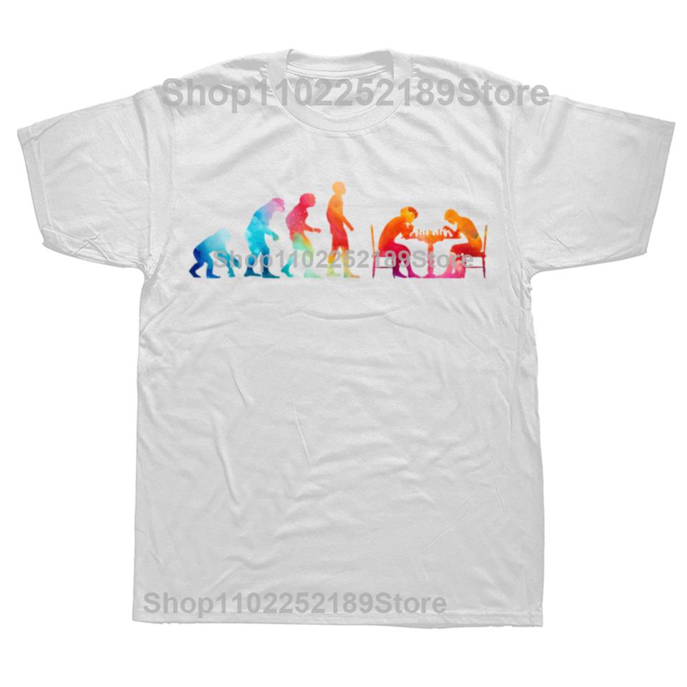 Vintage Retro Chess Evolution Pieces Player Game T Shirt Men Women Pure Cotton Funny Humor Lover Tee Shirt Short Sleeve Clothing