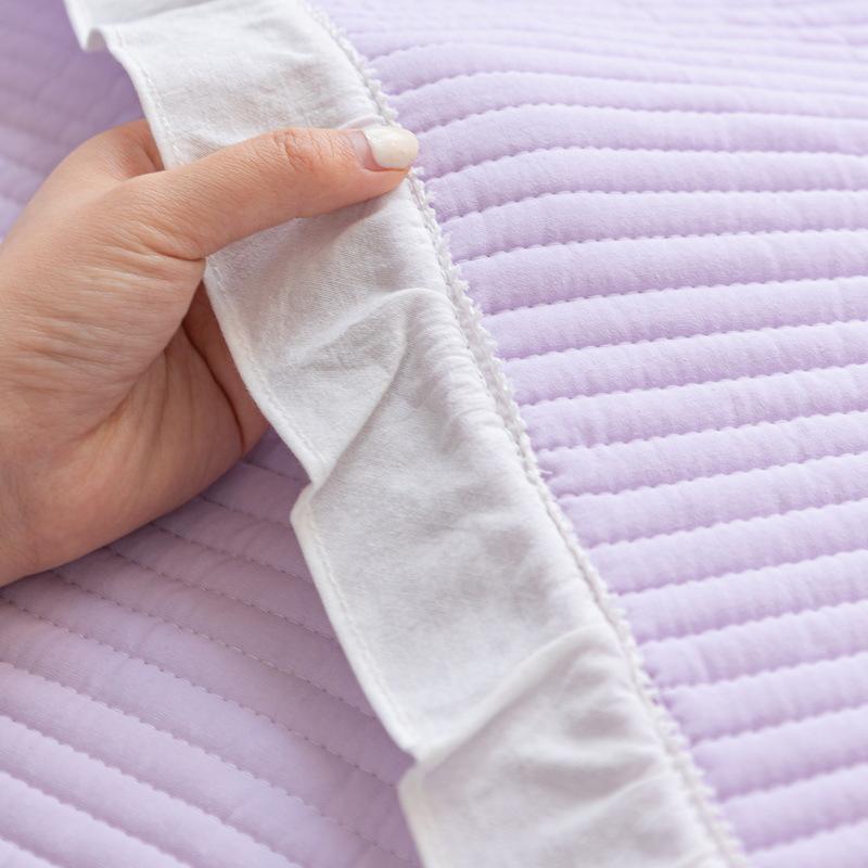 Universal Cotton Solid Color Sofa Cushion for All Seasons Korean Style Pastoral Fresh Ruffle Edge Non-slip Sofa Cushion Towel Full Cover