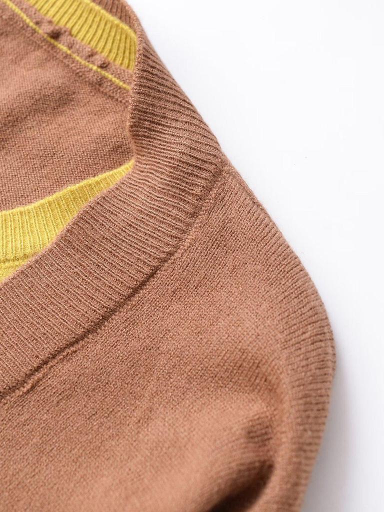 Spring 2026 European & American Style Women's Long Sleeve Round Neck Patchwork Knitwear