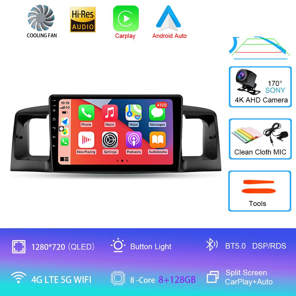 Car Radio Android 14 For Toyota Corolla E120 BYD F3 2007 - 2011 Navigation Multimedia Player Stereo GPS WiFi+4G DSP Carplay+Auto