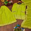 Vibrant Lime Green Embroidered Sharara Suit Set