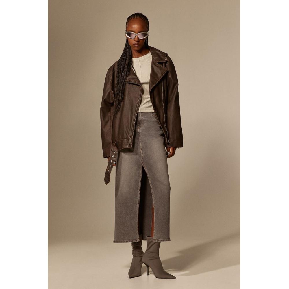 

Байкерская куртка HM темно-коричневого цвета