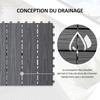 WPC Interlocking Decking Tiles, Pack of 11 Interlocking Patio Paving Slabs, 30 x 30 x 2.2 cm, Grey