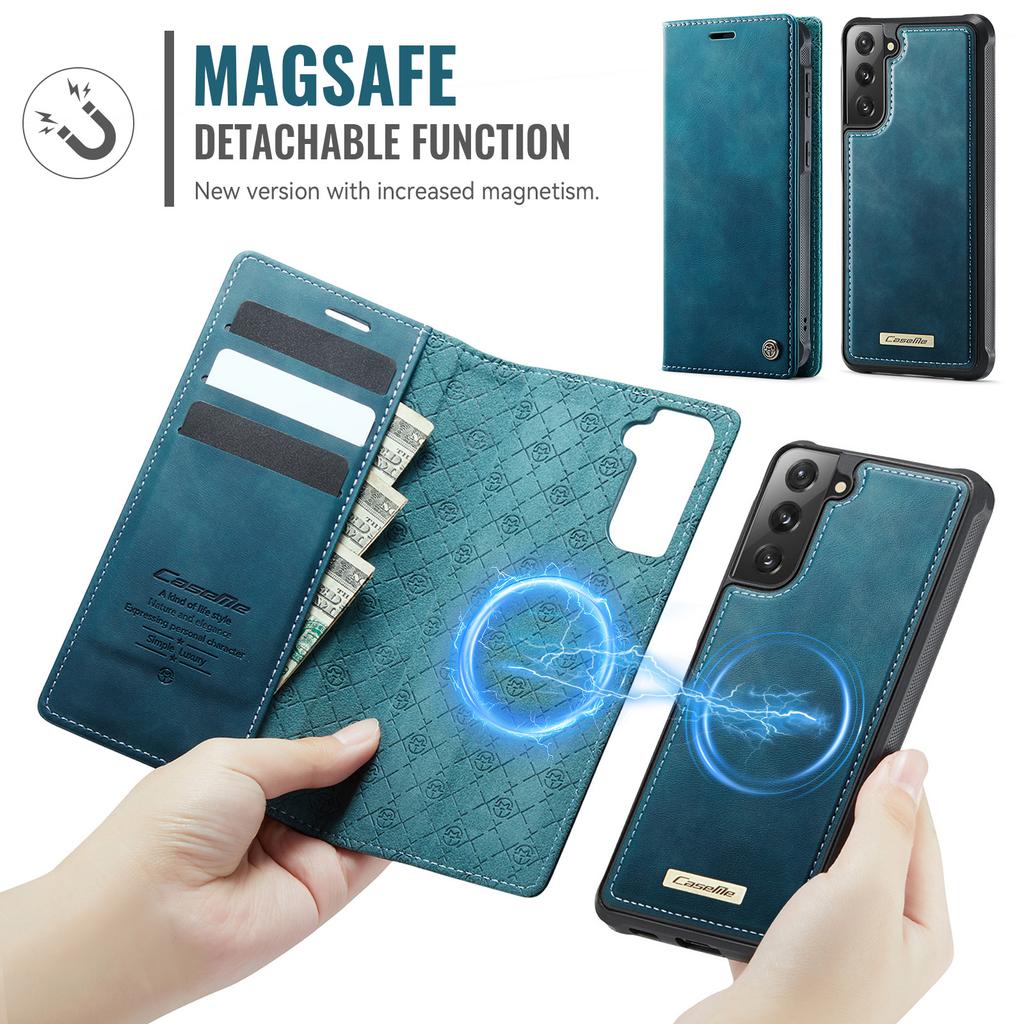 For Samsung Galaxy S21 FE 5G Case CASEME C49 Compatible with MagSafe RFID Blocking Detachable Wallet Leather Phone Cover