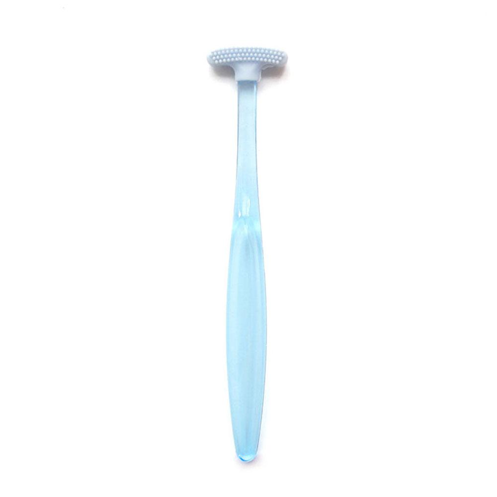 Silicone Tongue Brush With Plastic Handle Double-Sided Tongue Cleaner Fresher Breath Brush For Tongue Cleaning Oral Care Tool