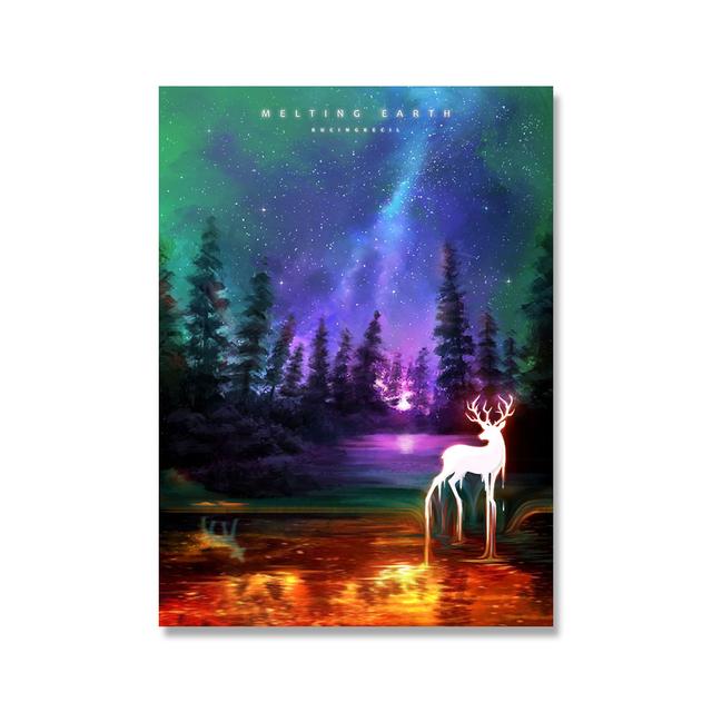 Future Animal Wailing Plakáty a grafiky Jelen Wolf Velryba Slon Obraz na plátně Abstraktní obrazy na zeď Obývací pokoj Domácí dekorace