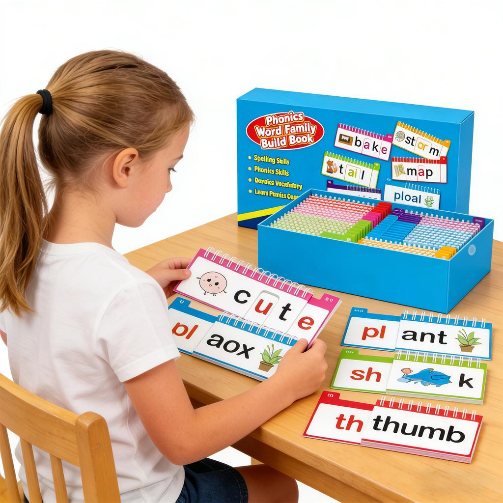 Word Family Build Book Learn To Read Phonics Flash Cards Sight Words Flash Cards for Kids Homeschool Supplies