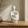 Seated Figure Planter with Attached Bowl Sculptural Abstract Human Compact for Indoor