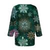 Women's Loose Comfortable Casual Fashion V-Neck Christmas Print 3/4 Sleeve Top