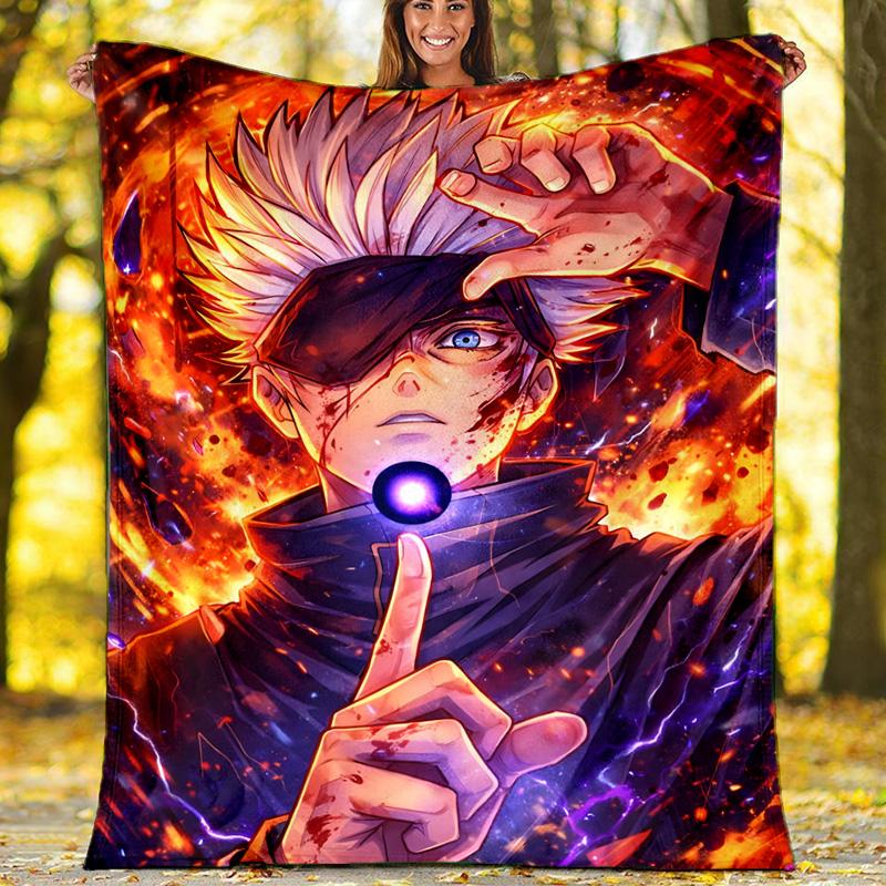 1pc Gojo Satoru (5) Theme Blanket - Digital Print, Polyester, Cozy for All Seasons, Perfect for Outdoor, and Travel
