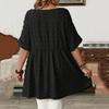 Women's Fashionable Casual V-Neck Plus Size Oversized Top With Pom-Pom Accents