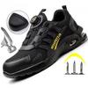 Fashion Rotating Button Safety Shoes for Men Air Cushion Work Sneakers Black Steel Toe Work Shoes Man Tennis Non Slip Protective Shoes