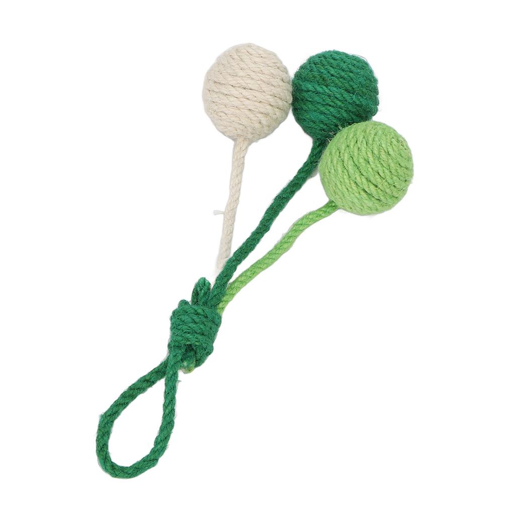 Hanging Cat Sisal Ball Chewable Colorful Interactive Cat Sisal Rope Ball Toy for Pet Indoor Green
