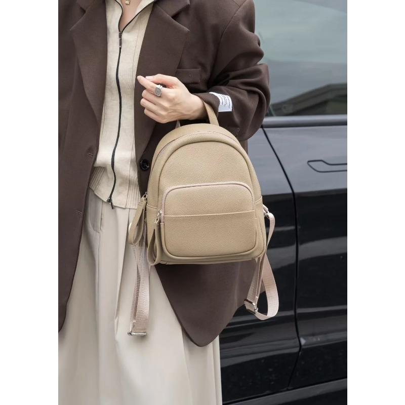 Genuine Leather Cowhide Women Backpack Shoulder Bag Female Simple Commuter Travel Schoolbag Daily Women Backpack Handbag
