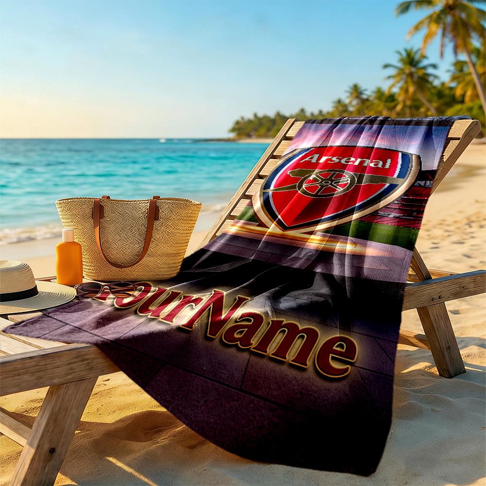 Arsenal Customize Text Beach Towel High Absorbency & Quick-Dry Portable for SwimmingBeachCamping Travel Beach AccessoriesGym