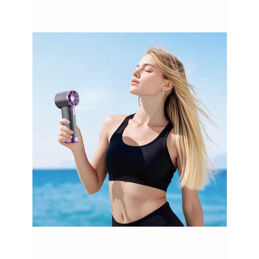 Portable Handheld Fan, 1-100 Speed Adjustable, 3000mAh Rechargeable, Metal Body, Digital Display, for Travel/Camping/Outdoor – Grey