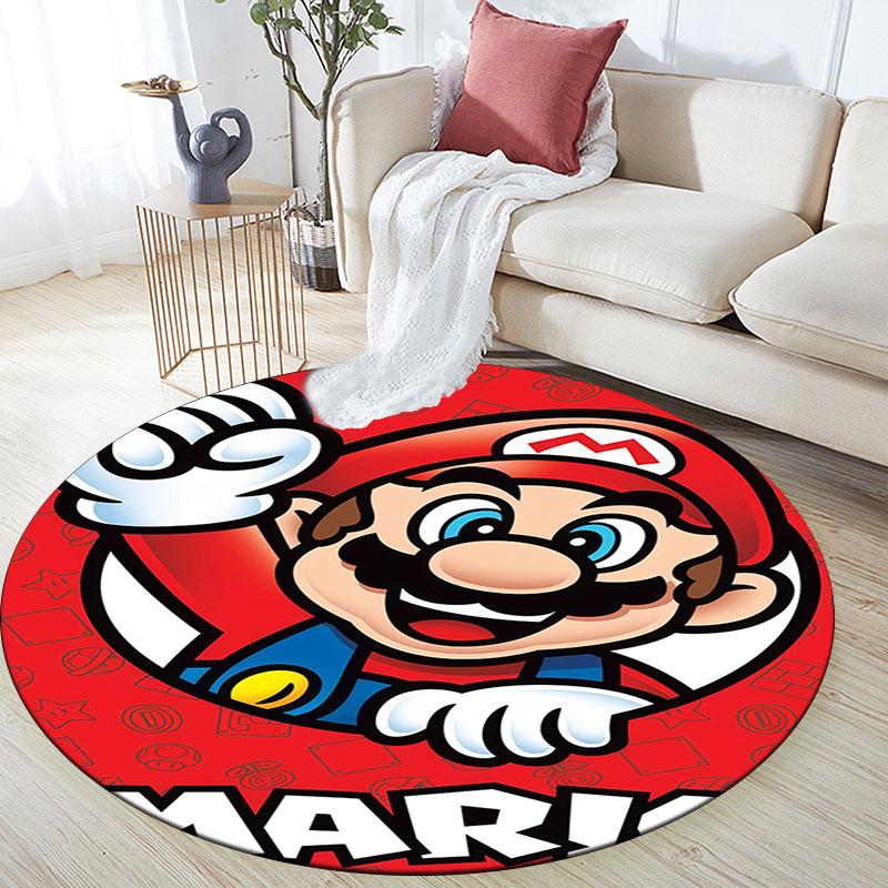 Mario Cartoon Pattern Round rug,Carpet Rug for Living Room Bedroom Playroom ,Non-slip Floor Mat,Holiday Gifts and Birthday Gifts.