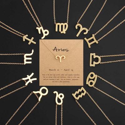 12 Zodiac Constellation Necklace Ins Constellation Clavicle Chain Card Short Necklace