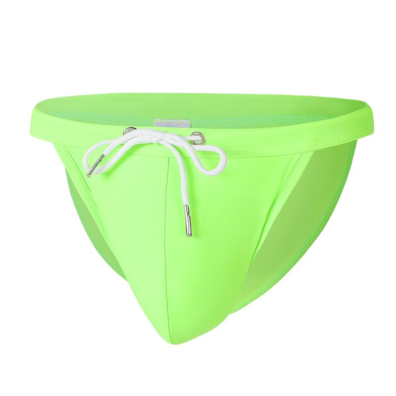Men's Summer Dressing Drawstring Sexy Solid Color Comfortable Fabric Swimming Trunks Beach Swimsuit Triangle Swimsuit