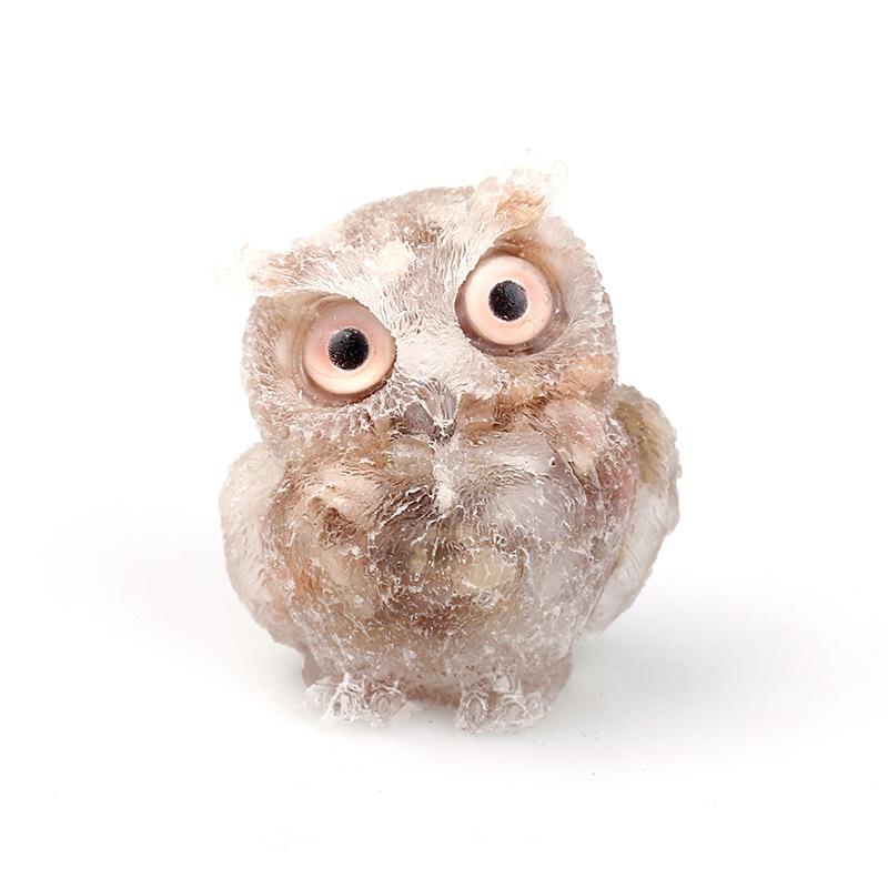 1PCS Natural Crystal Stone Gravel Owl Animal Crafts Hand Made Small Figurines DIY Resin Table Decor Home Decor Collect Gifts