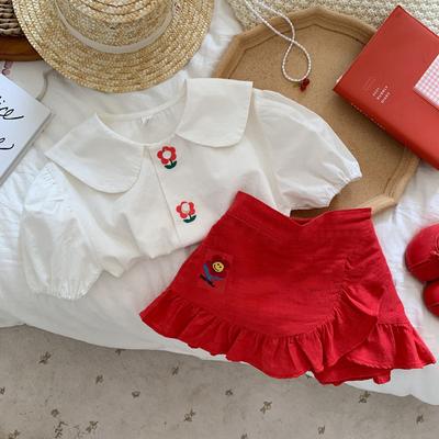 Girls  Short Sleeve Blouse Shirt And Skirt Fashion Summer Flower Clothing Set  Toddler Girl Clothes Set For Children