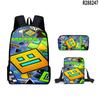 3pcs Set School Bags Kids Bags 3D New Product Geometry Dash Student Backpack Crossbody Bag Pencil Cas Bookbags