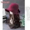 Autumn Winter Fedoras Women Hat Elegant Vintage Bowknot Wool Ladies Hat Dome Felt Wedding Church Jazz Cap Female Bow Bowler
