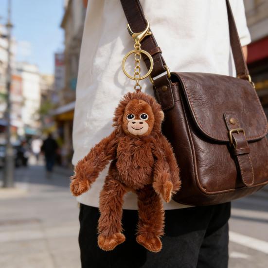 Chaveiro de Pelúcia de Macaco Chaveiros de Animais de Pelúcia Macios com Braços Longos Bonecas Fofas para Pendurar em Bolsas Mochilas Presente Inovador para Crianças Amantes de Animais