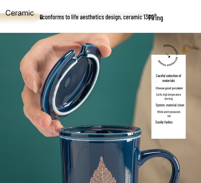 Ceramic Coffee & Tea Set with Lid, Spoon, Infuser, and Strainer - Gift Box Included