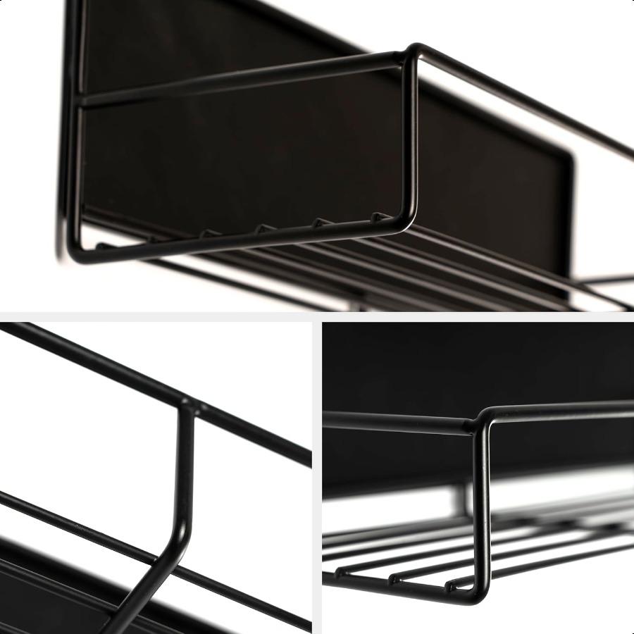 Strong Magnetic Spice Rack For Refrigerator Large Size Space Saving Organizer Durable Shelf for Oven Fridge 4 Pack Iron Black