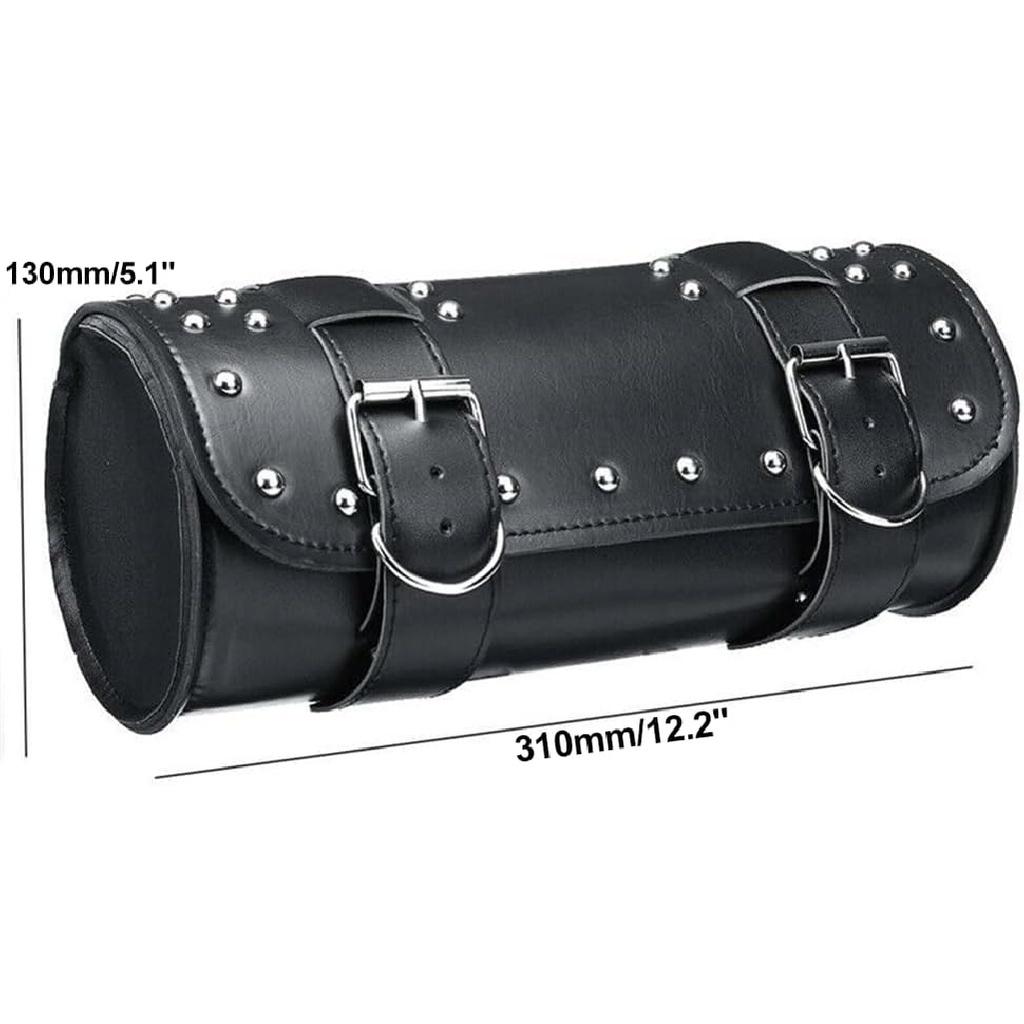 Motorcycle Tool Bag Universal Fork Bag PU Leather Saddlebag Front Fork Handlebar Sissybar Storage Roll Pouch for Harley Davidson Dyna Softail