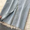 Rudod High Waist Denim Skirt Women's Spring And Summer Design Sense Medium Long Irregular Split A-Shaped Hip Wrap Skirt Trend