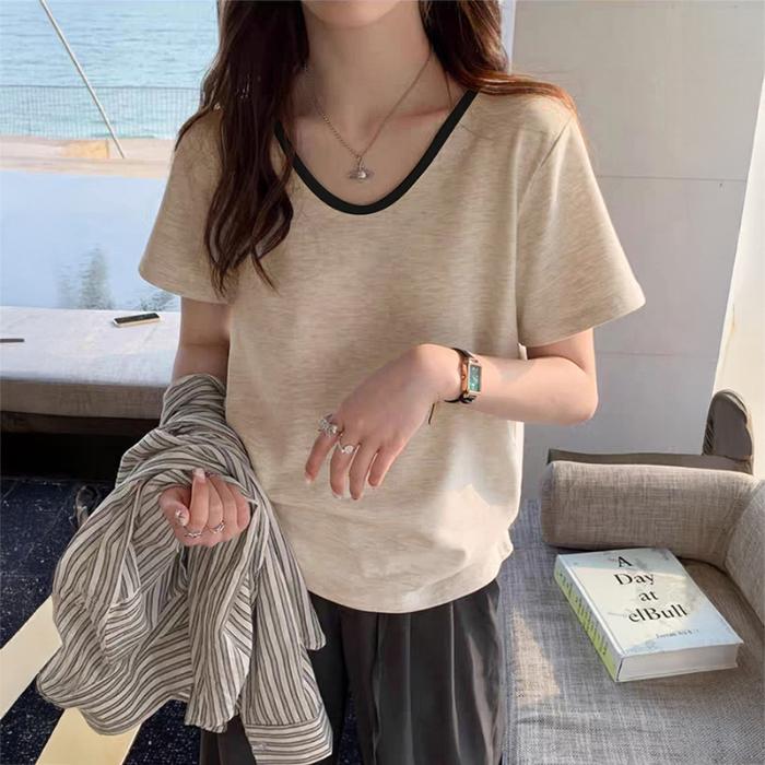 

2025 летние простые футболки с коротким рукавом для женщин, модные, из чистого хлопка, однотонные, повседневные, свободные, базовые футболки, студенческие футболки в стиле Харадзюку, топы Y2K, уличная одежда 3XL