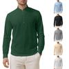 Men's Loose Linen Solid Color Long Sleeve Stand-Up Collar Top Men's Casual Shirt