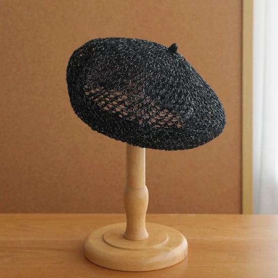Yousheng Women Beret Hat, Hollow Design Gauze Beret Hat, Solid Color Versatile Headwear for Hiking Outings Traveling Shopping And Daily