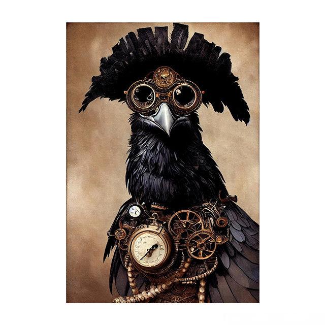 Steampunk Cat Wolf Astronaut Rabbit Poster Art Canvas Painting Retro Funny Animal Tiger Gorilla Poster Living Room Home Decor