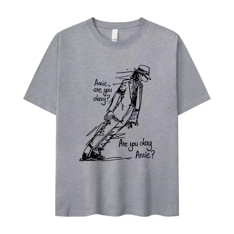 Nuova Maglietta Estiva Classica Michael Jackson Are You Okay Stampa Punk Rock Moda Unisex Cotone Manica Corta
