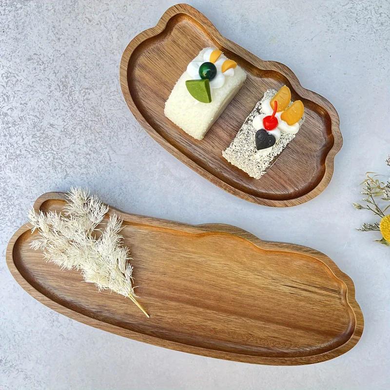Vassoio in legno in stile giapponese per tè e caffè, frutta, dessert, caramelle, pane, snack, torte, cibo, vassoi, stoviglie