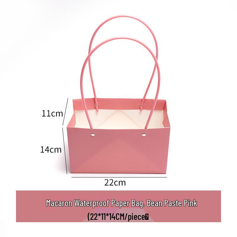 Macaron Flower Arrangement Tote - DIY Waterproof Paper Bag for Bouquets and Gift Packaging