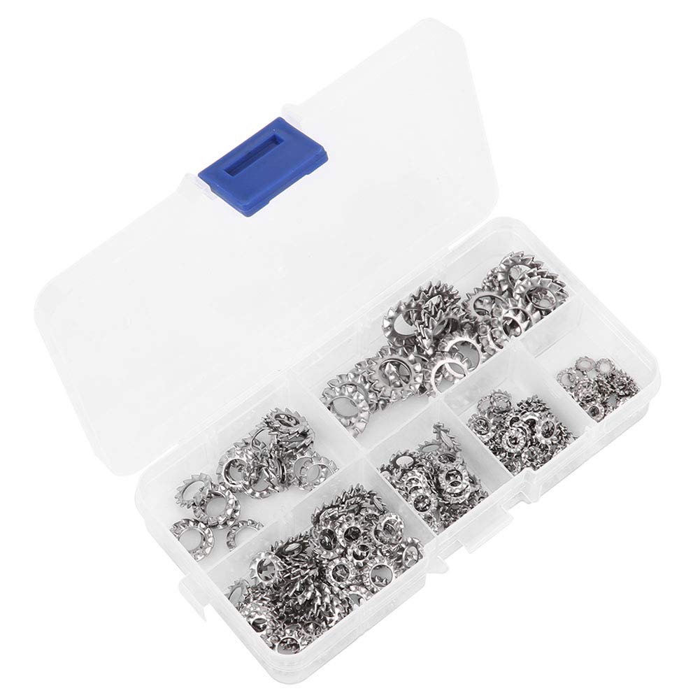 Garosa 300pcs External Tooth Washers Assortment Kit M2.5-M8 Stainless Steel Anti Loose Gasket Washers
