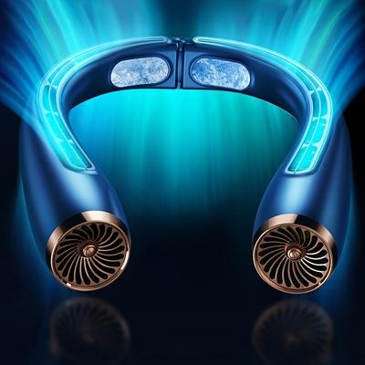 1 Stück tragbarer Nacken-Halter-Ventilator - Hochgeschwindigkeits-Turbine, Wiederaufladbarer Lithium-Akku, Starker Wind, USB-betrieben, Kühlung für Outdoor-Sportarten