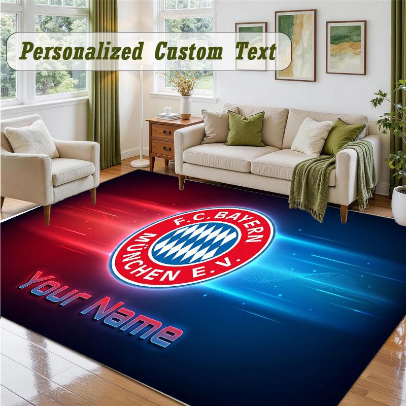 Crystal Velvet Square Rug Custom NameBayern Munich Pattern Non Slip Home Floor Decor Rug