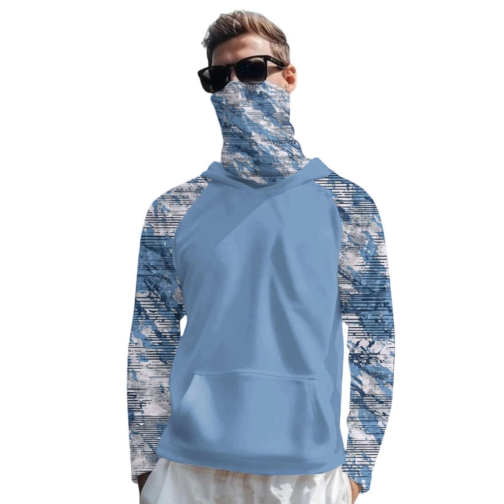 Lightweight Long Sleeve Hooded Sun Protection Shirt with Face Cover Integrated Design for Outdoor Activities UV Rash Guard Top