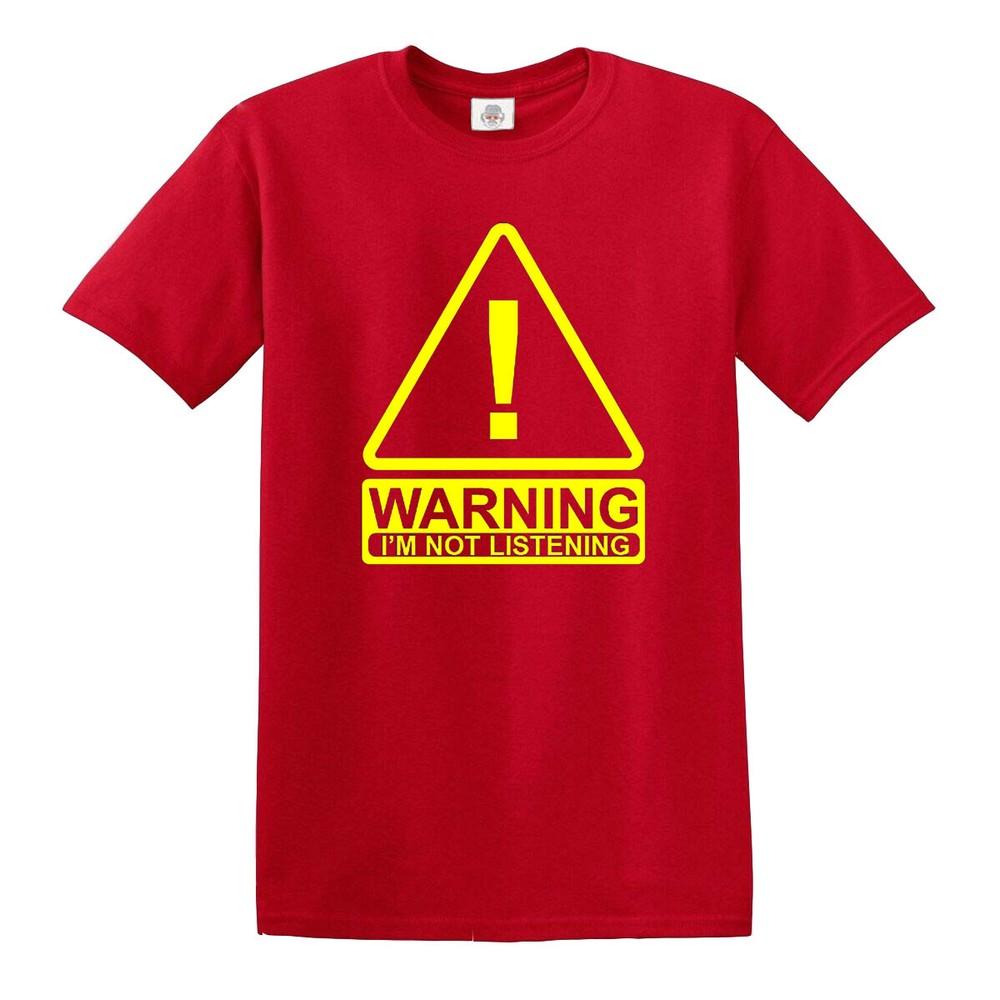 Warning im not listening tshirt mens ladies kids funny joke gift present top 2XL