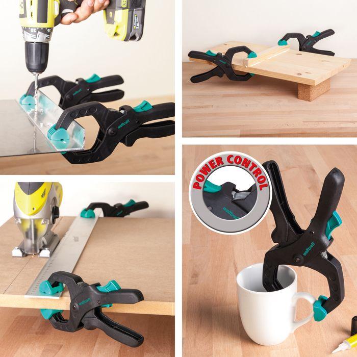 Kit de Pinces à Cliquet - Pinces de serrages - wolfcraft - Ouverture 40 mm et 60 mm - 4 pièces - 8625000