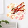 Healing Watercolor Cloud Retro Airplane Wall Sticker for Children's Room Wall Decoration