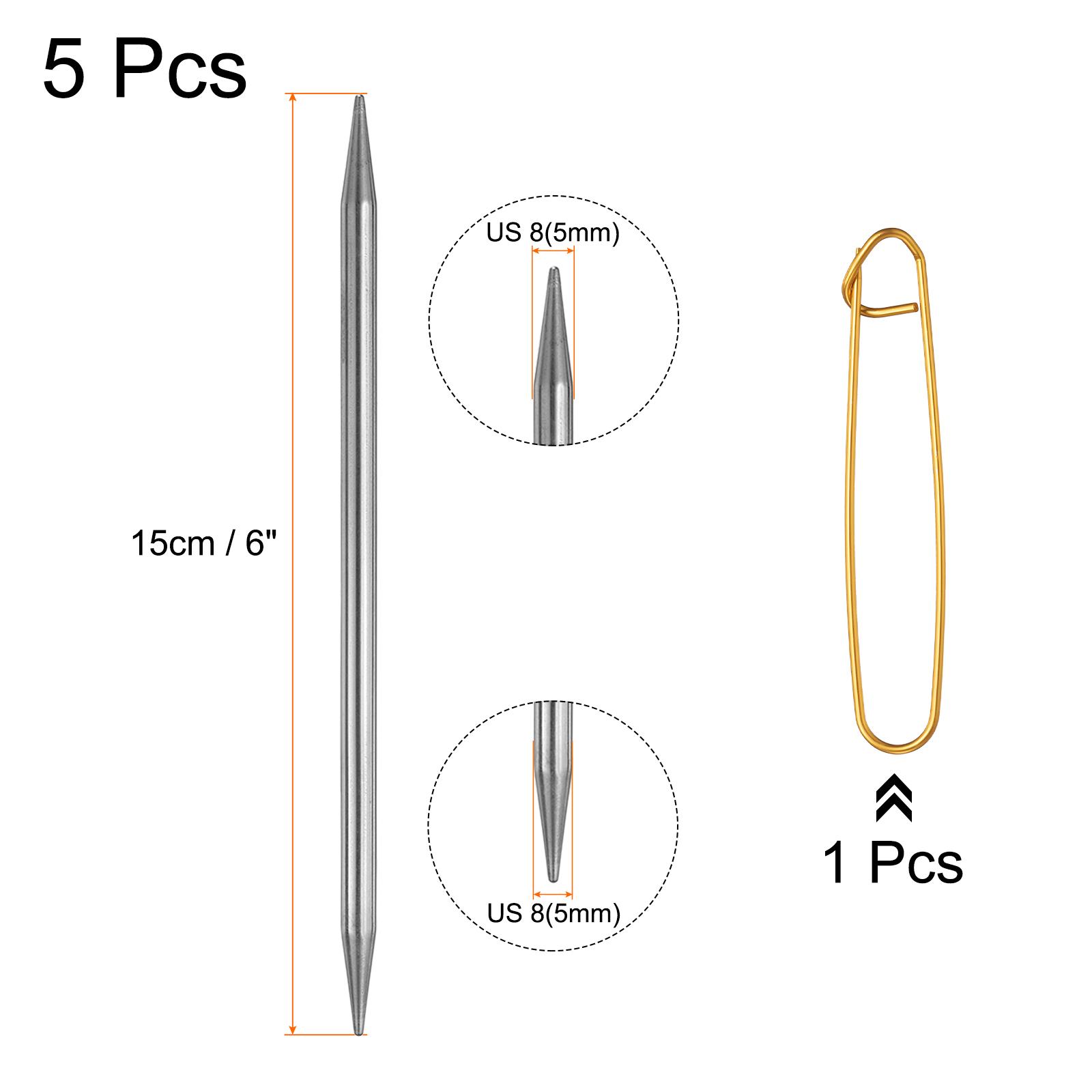 

5Pcs Knitting Needle 1.2mm-5mm Dia 6 (15cm) Length Stainless Steel Double Pointed Sweater Stitching Needles w Stitch Holder