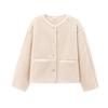 Kaslead New Arrival Women's Clothing Fashion Style Fashion round Neck Pure Color Comfort Teddy Plush Jacket 1228915