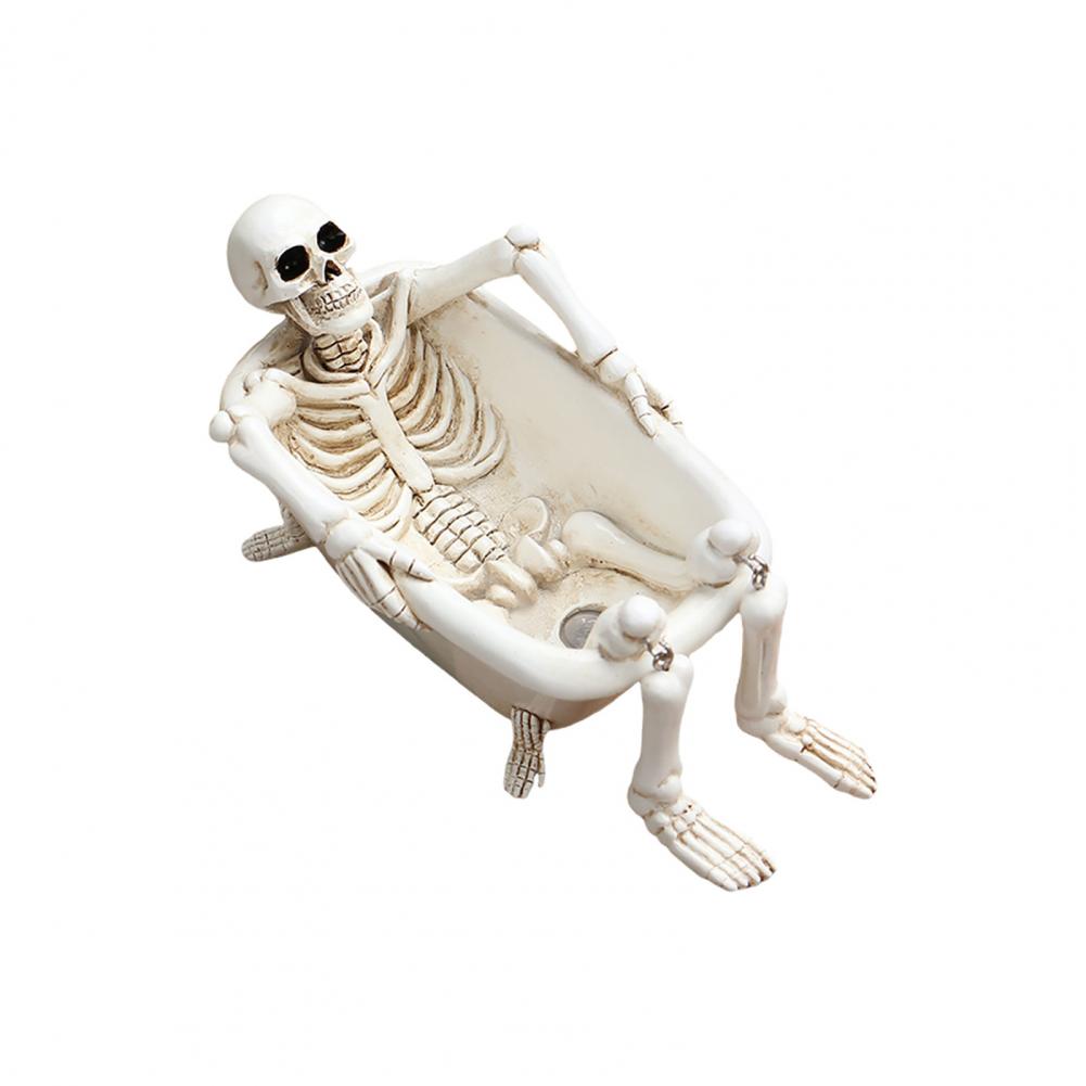 Bathtub Skeleton Ornament Halloween Skeleton Decor Skeleton Flower Pot Resin Planter for Succulents Halloween Decor Desktop